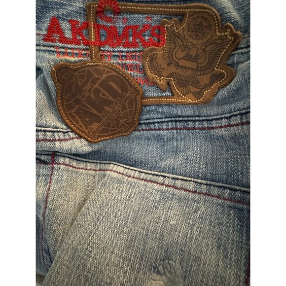 Akademiks Y2K Size 40 Baggy Light Washed Blue Denim Jeans 2000s Embroidered VTG - Picture 7 of 11